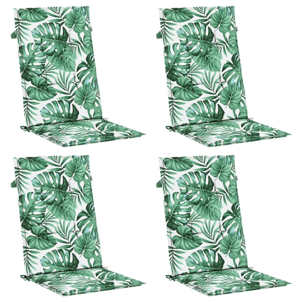 Coussins de chaise vidaxl 4 st tissu de motif de feuille arrière haut