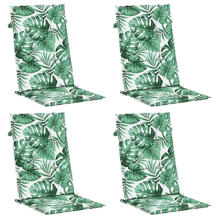 Coussins de chaise vidaxl 4 st tissu de motif de feuille arrière haut