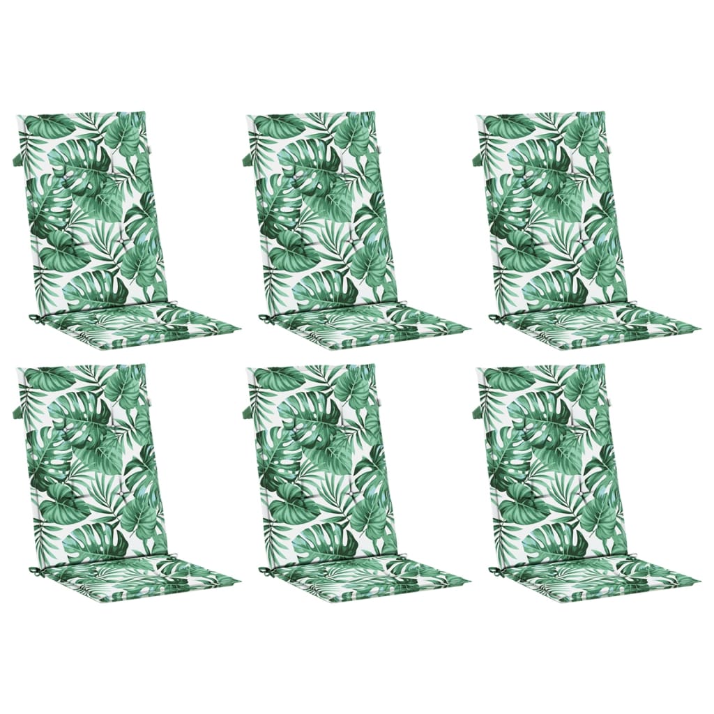VidaXL coussins de chaise 6 pièces tissu à motif de feuilles à dossier haut