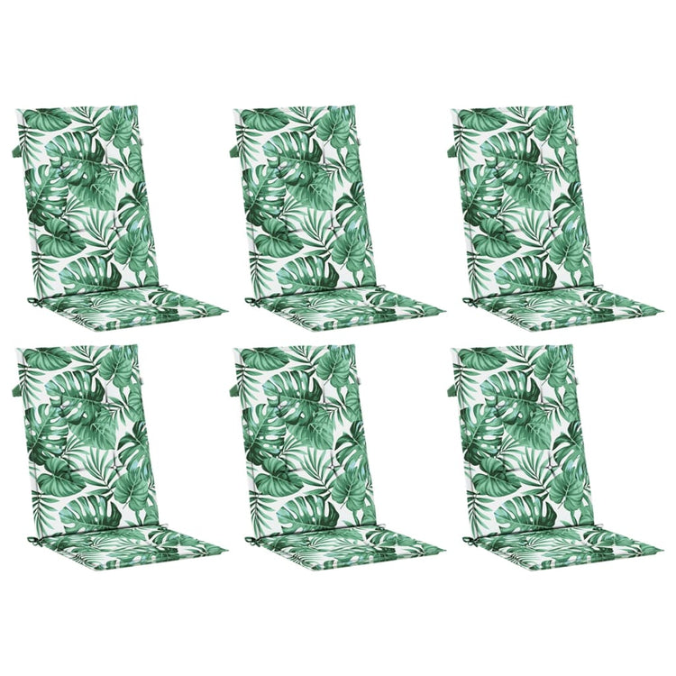 VidaXL coussins de chaise 6 pièces tissu à motif de feuilles à dossier haut
