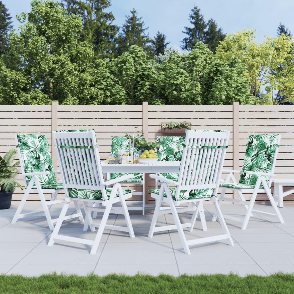 VidaXL coussins de chaise 6 pièces tissu à motif de feuilles à dossier haut