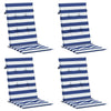 Coussins de chaise Vidaxl 4 stage haut de dossier High Fabric blanc rayé et bleu