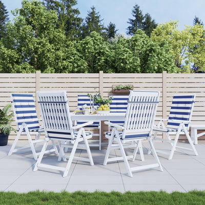 Coussins de chaise vidaxl 6 stage haut de dos en tissu rayé blanc et bleu