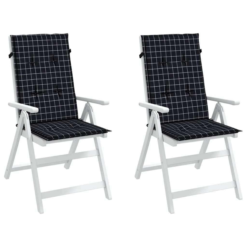 Coussins de chaise vidaxl 2 st du dossier haut de dos en diamant tissu noir