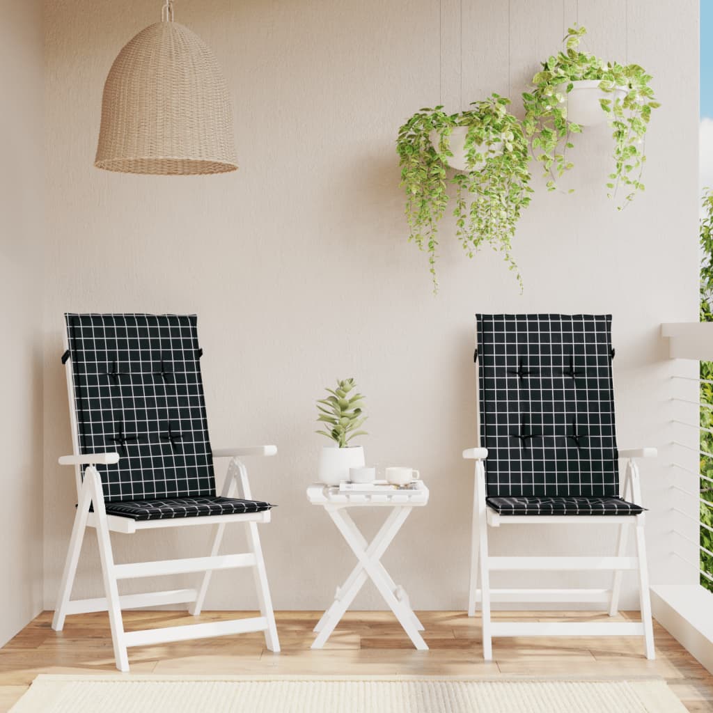 Coussins de chaise vidaxl 2 st du dossier haut de dos en diamant tissu noir