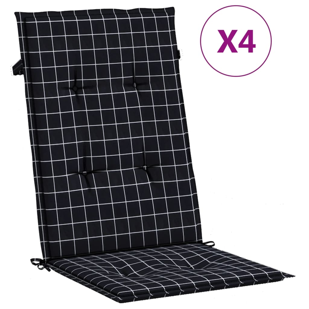 Coussins de chaise vidaxl 4 st du dossier haut en diamant tissu noir