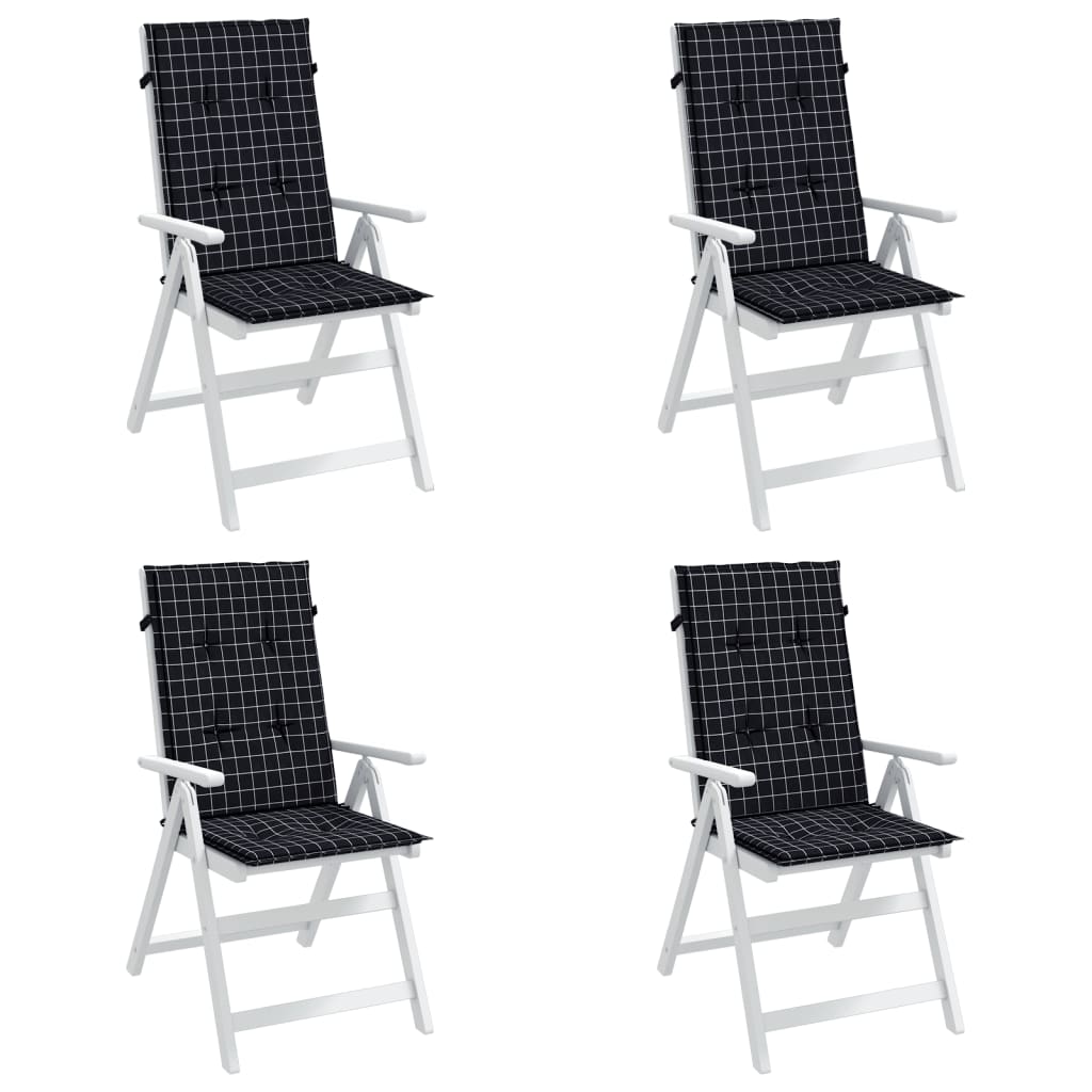 Coussins de chaise vidaxl 4 st du dossier haut en diamant tissu noir