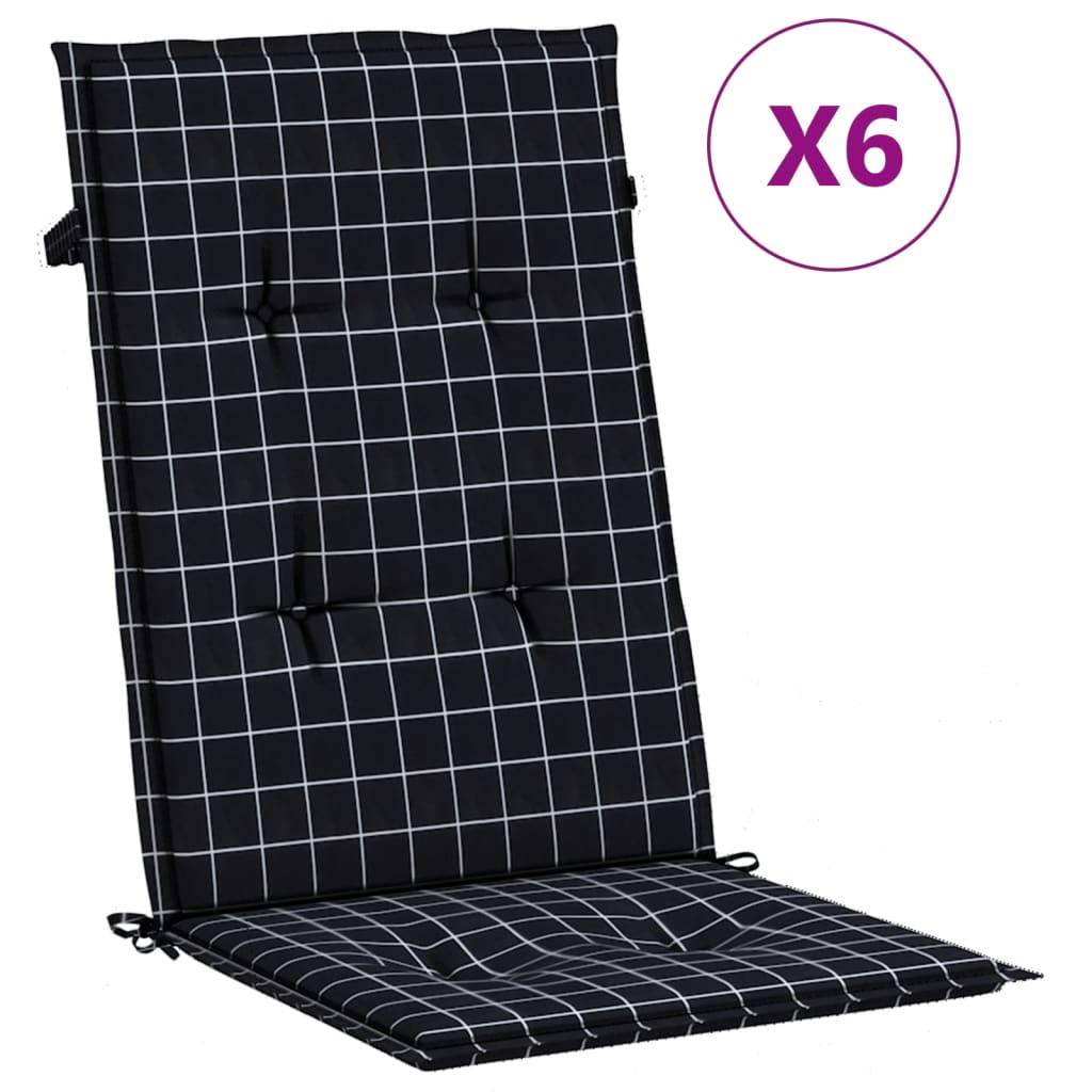 Coussins de chaise vidaxl 6 st du dossier haut de dos en diamant tissu noir