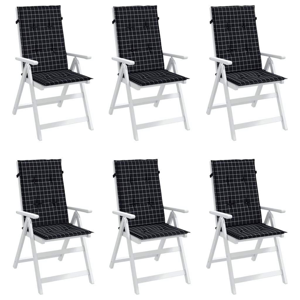 Coussins de chaise vidaxl 6 st du dossier haut de dos en diamant tissu noir