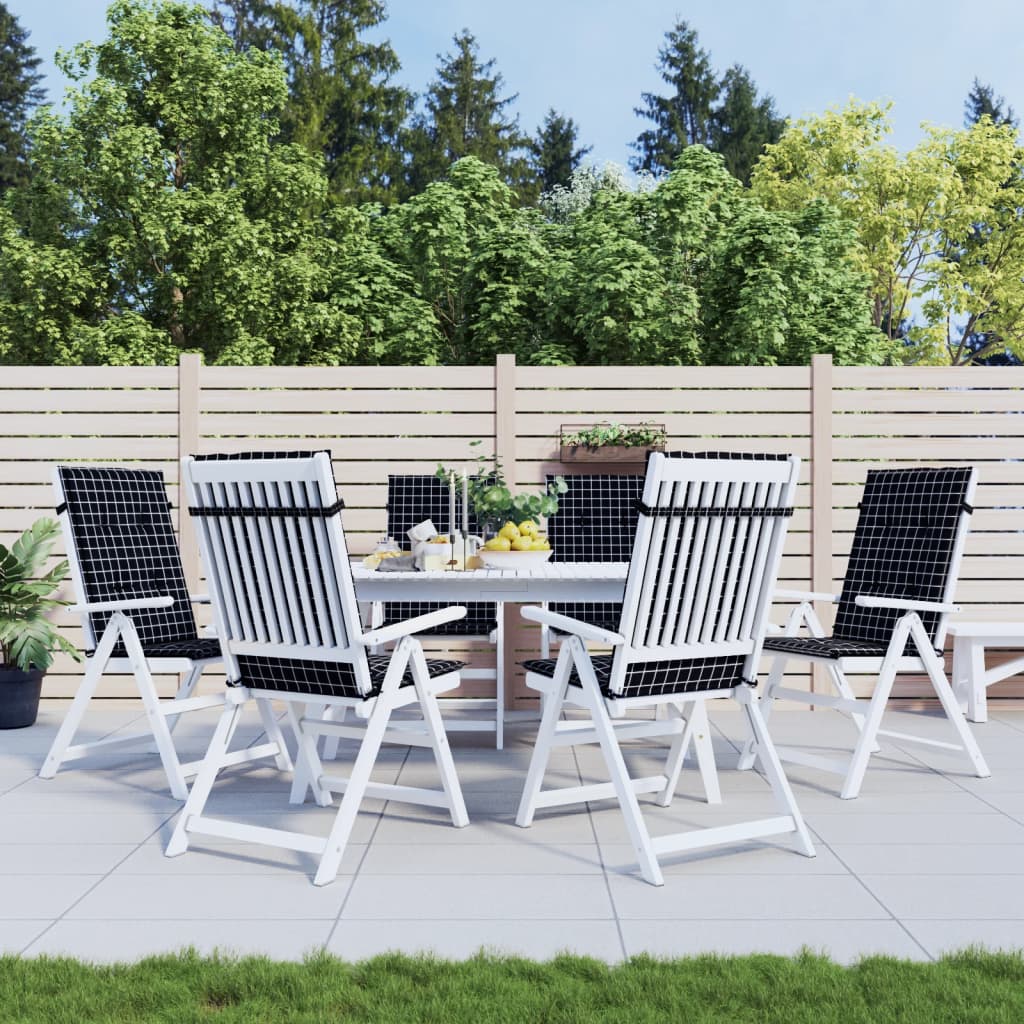 Coussins de chaise vidaxl 6 st du dossier haut de dos en diamant tissu noir