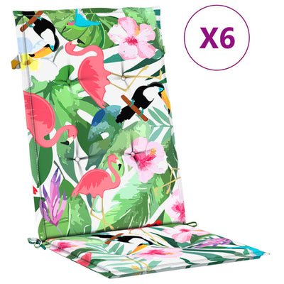 Coussins de chaise vidaxl 6 stage haut de dos en tissu multi-colorant
