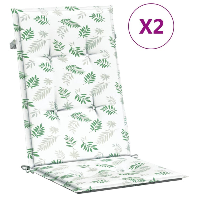 Coussins de chaise vidaxl 2 st tissu de motif de feuille arrière haut
