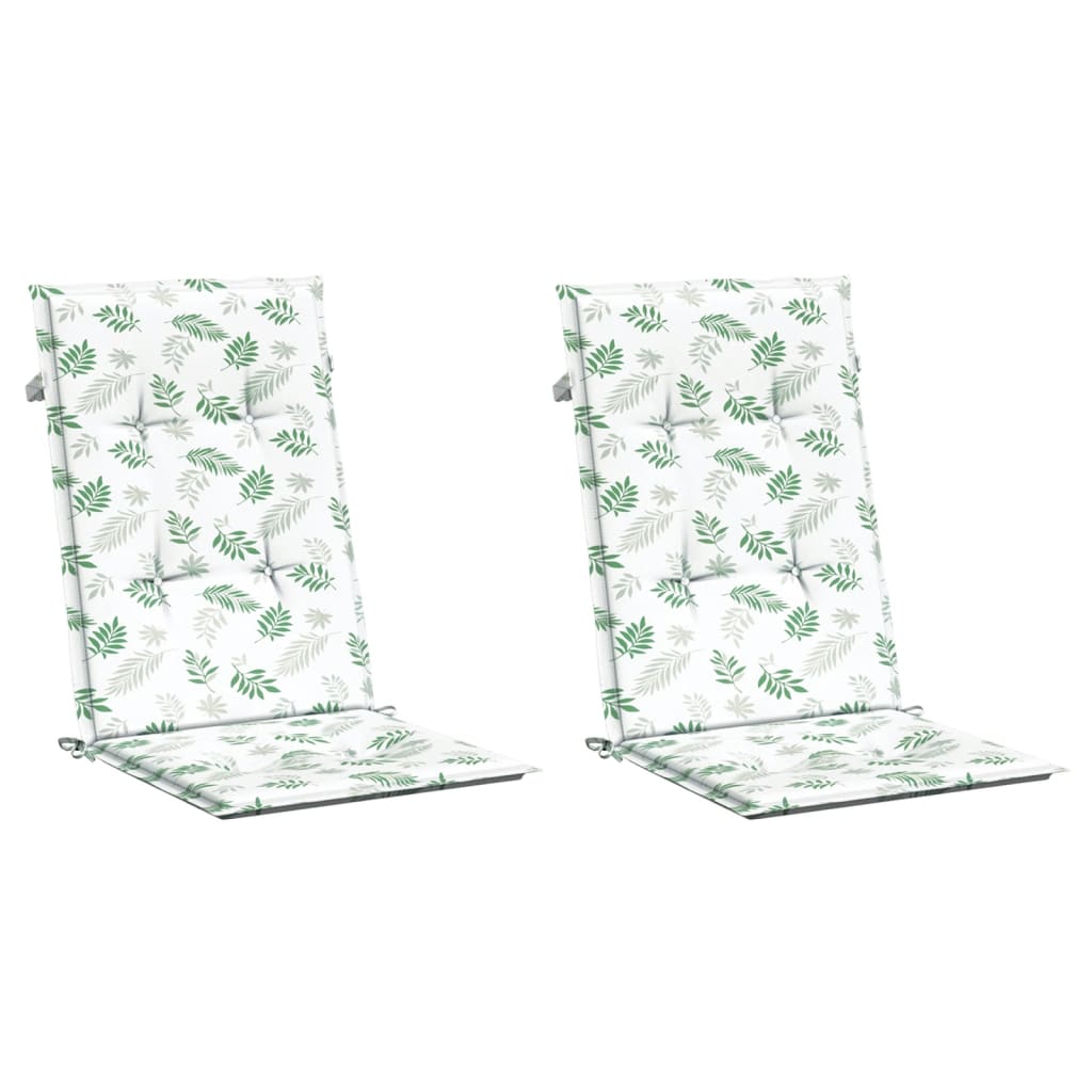 Coussins de chaise vidaxl 2 st tissu de motif de feuille arrière haut