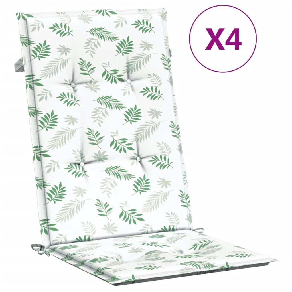 Coussins de chaise vidaxl 4 st tissu de motif de feuille arrière haut