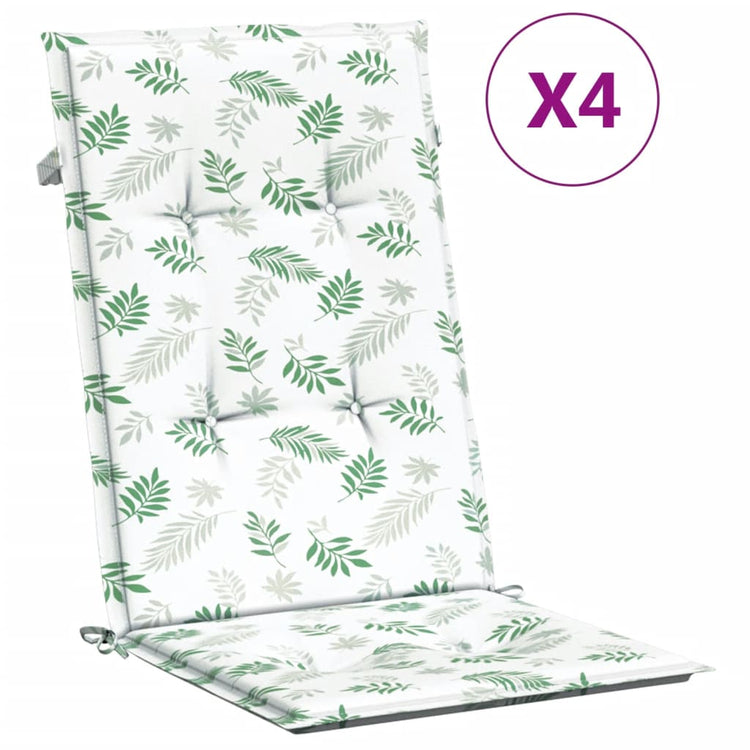 Coussins de chaise vidaxl 4 st tissu de motif de feuille arrière haut
