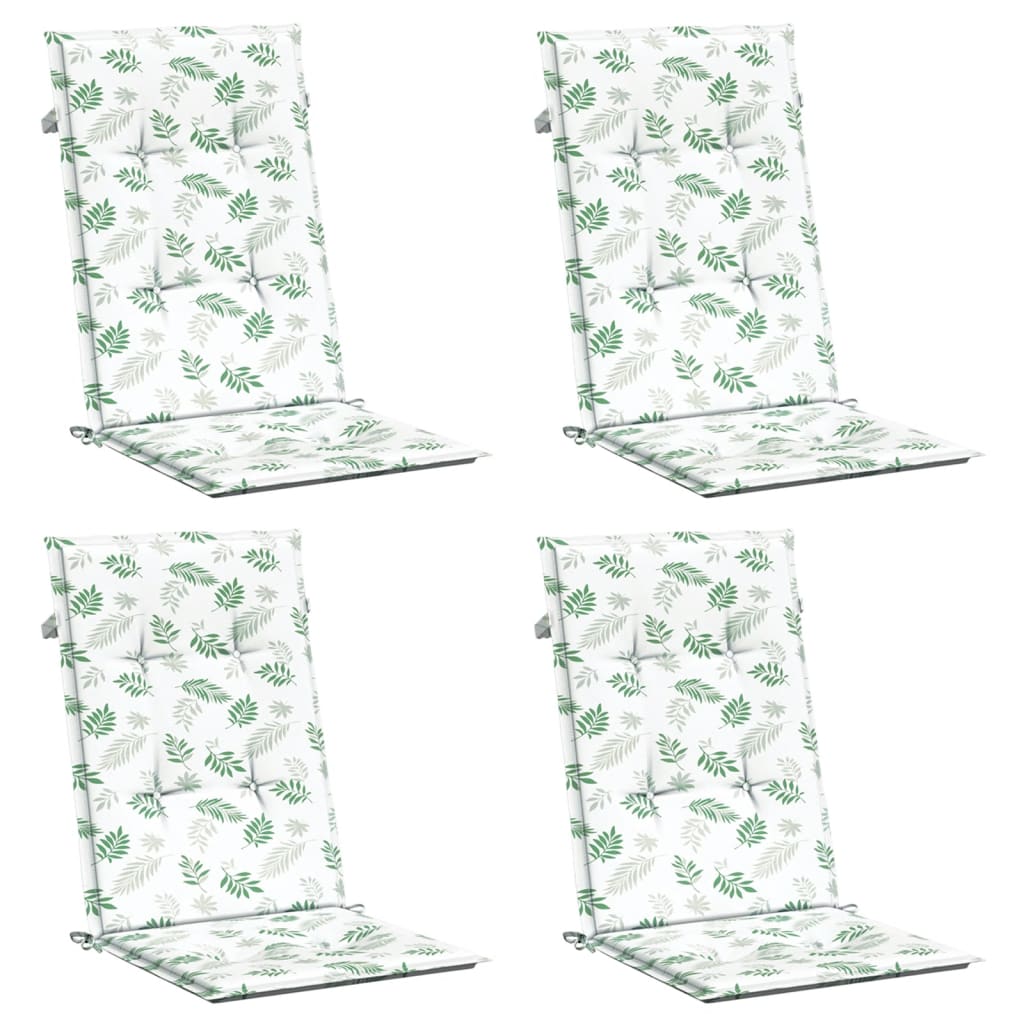 Coussins de chaise vidaxl 4 st tissu de motif de feuille arrière haut