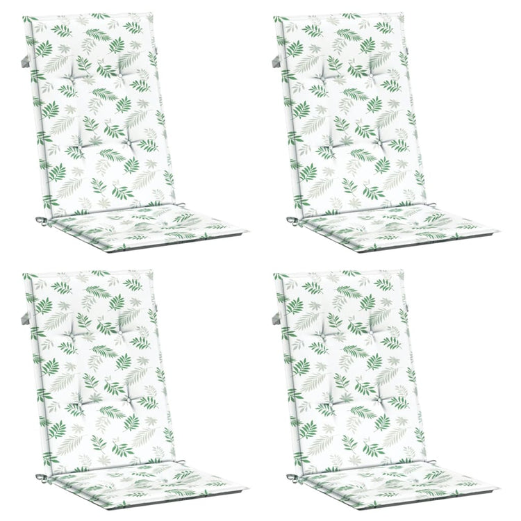 Coussins de chaise vidaxl 4 st tissu de motif de feuille arrière haut