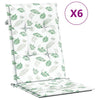 Coussins de chaise vidaxl 6 st tissu de motif de feuille arrière haut
