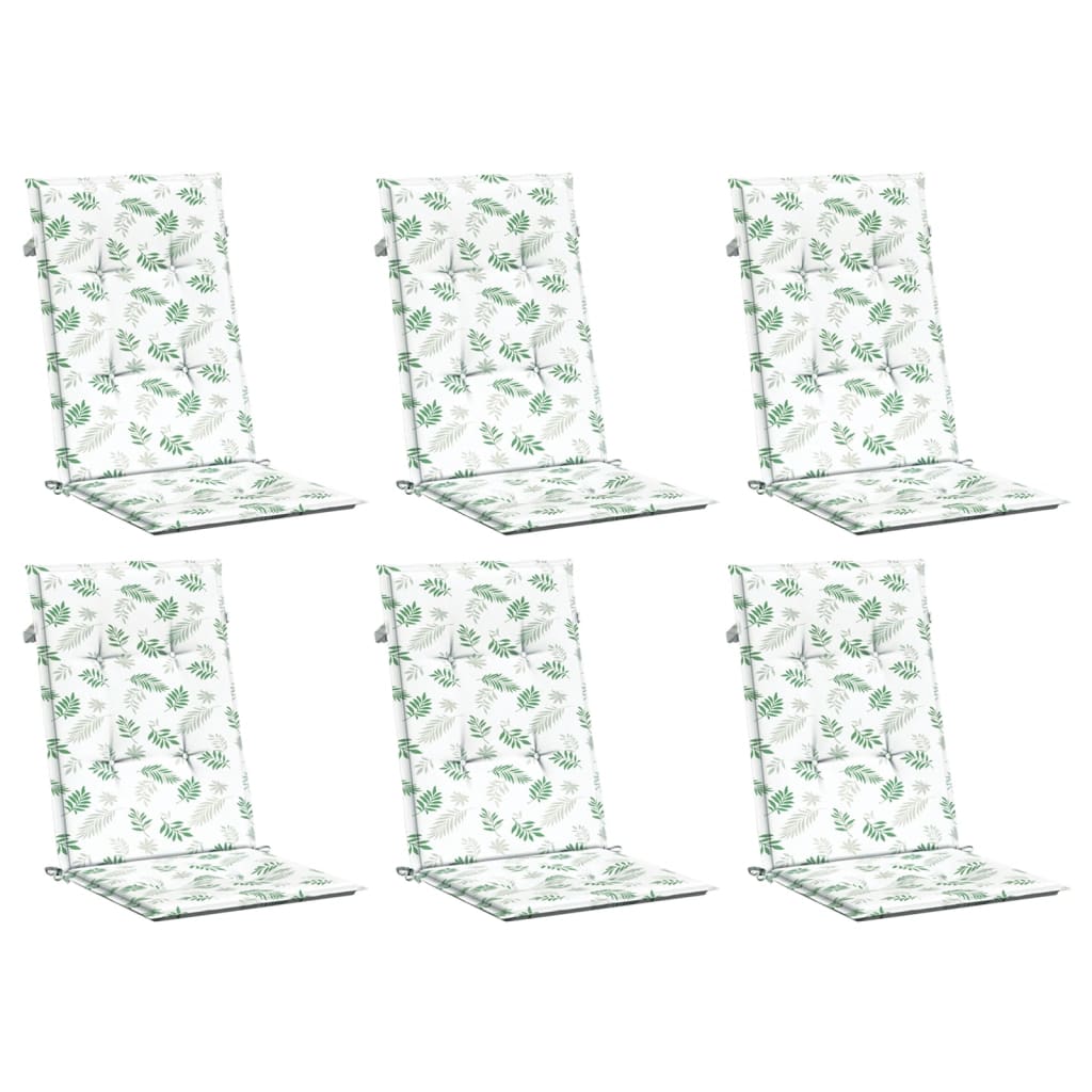 Coussins de chaise vidaxl 6 st tissu de motif de feuille arrière haut