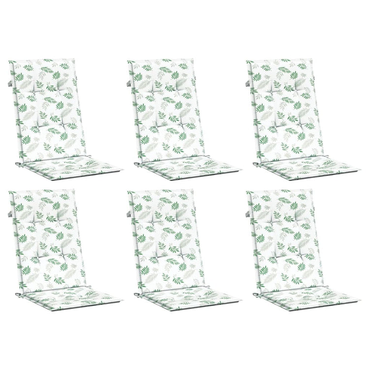 Coussins de chaise vidaxl 6 st tissu de motif de feuille arrière haut