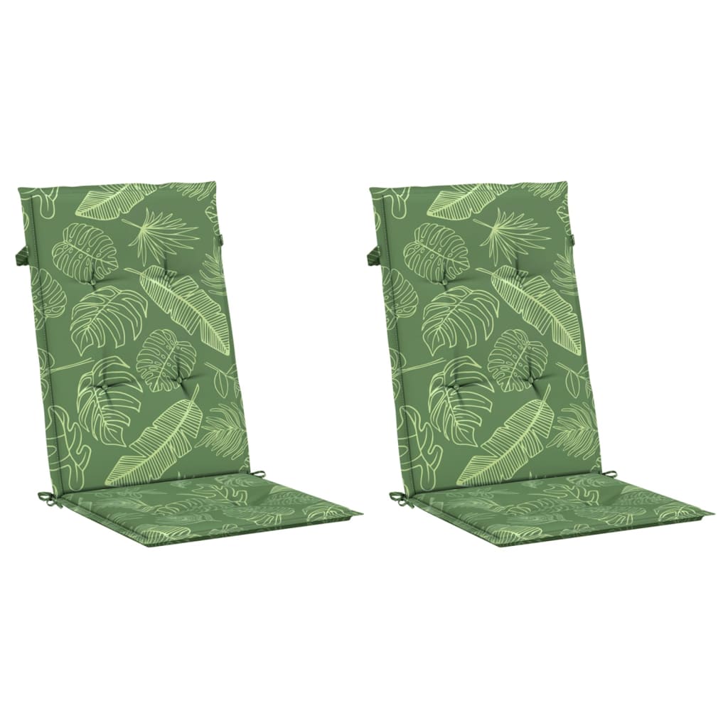 VidaXL coussins de chaise 2 pièces tissu à motif de feuilles à dossier haut