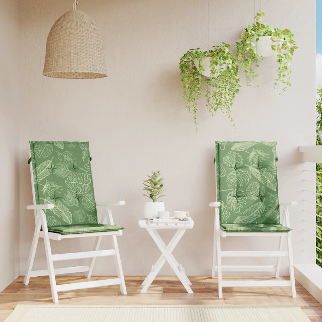 VidaXL coussins de chaise 2 pièces tissu à motif de feuilles à dossier haut