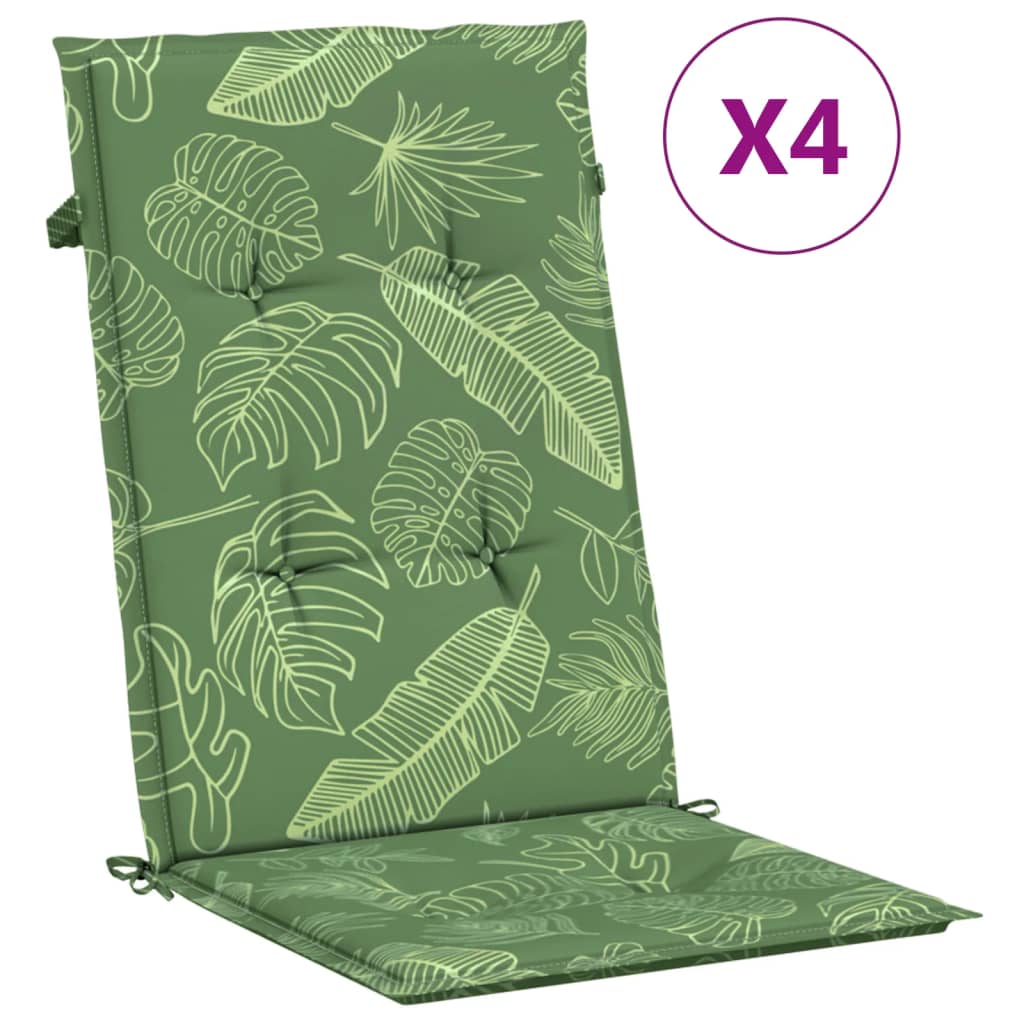 VidaXL coussins de chaise 4 pièces tissu à motif de feuilles à dossier haut