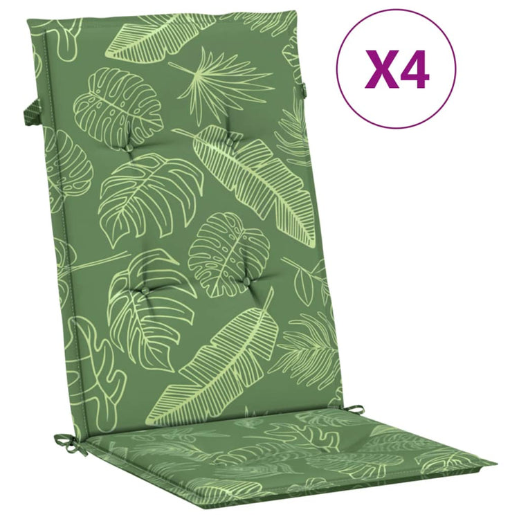 VidaXL coussins de chaise 4 pièces tissu à motif de feuilles à dossier haut