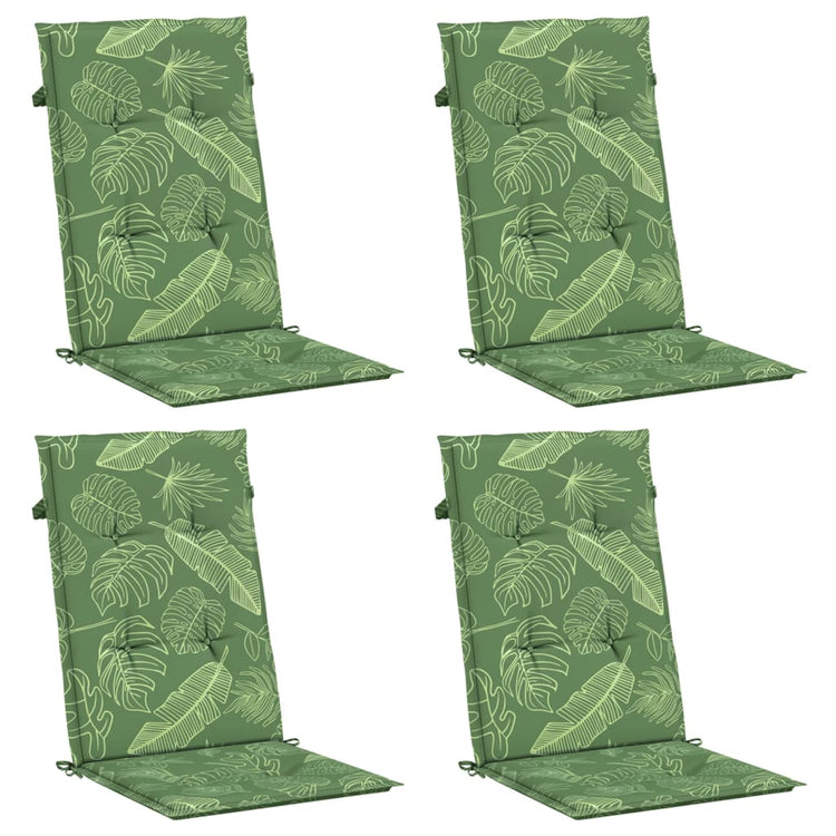 VidaXL coussins de chaise 4 pièces tissu à motif de feuilles à dossier haut
