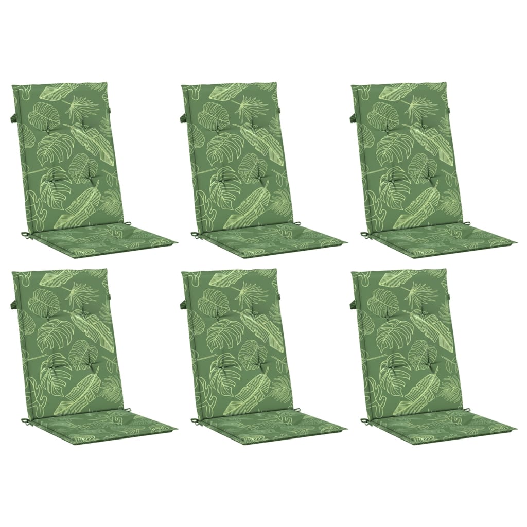 Coussins de chaise vidaxl 6 st tissu de motif de feuille arrière haut