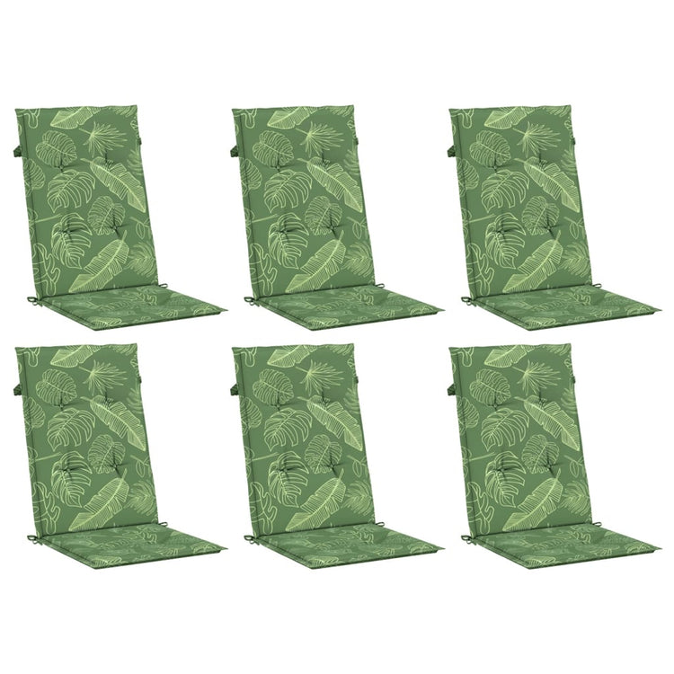 Coussins de chaise vidaxl 6 st tissu de motif de feuille arrière haut