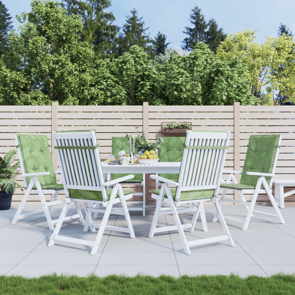 Coussins de chaise vidaxl 6 st tissu de motif de feuille arrière haut