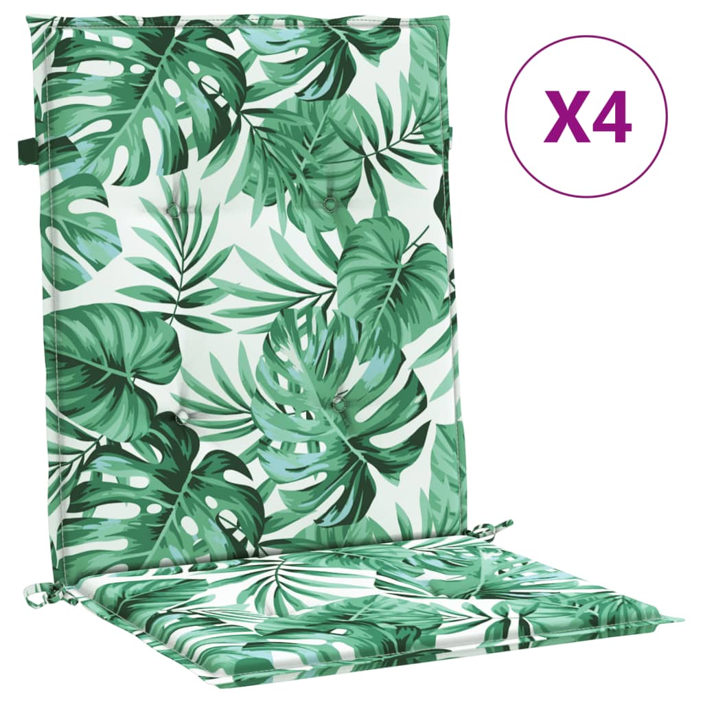 Coussins de chaise vidaxl 4 st tissu de motif de feuille de bas du dos