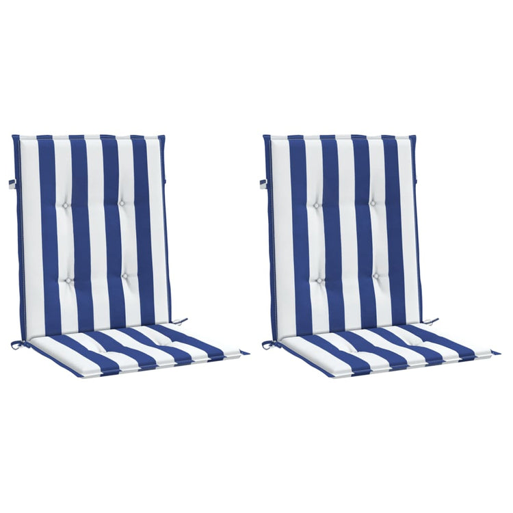 Coussins de chaise vidaxl 2 pcs bas du dossier bas en tissu rayé blanc et bleu