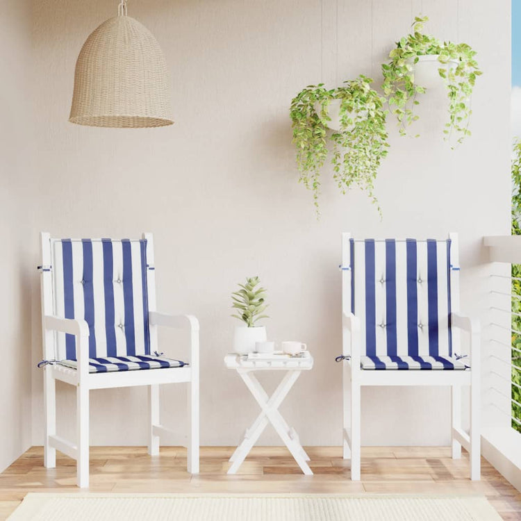 Coussins de chaise vidaxl 2 pcs bas du dossier bas en tissu rayé blanc et bleu