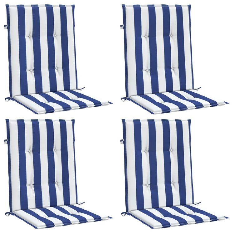 Coussins de chaise vidaxl 4 pcs bas du tissu rayé blanc et bleu