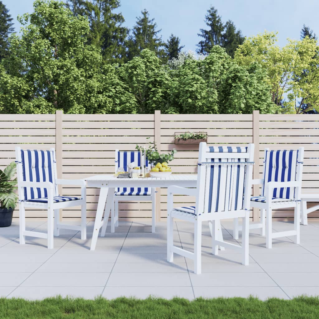 Coussins de chaise vidaxl 4 pcs bas du tissu rayé blanc et bleu