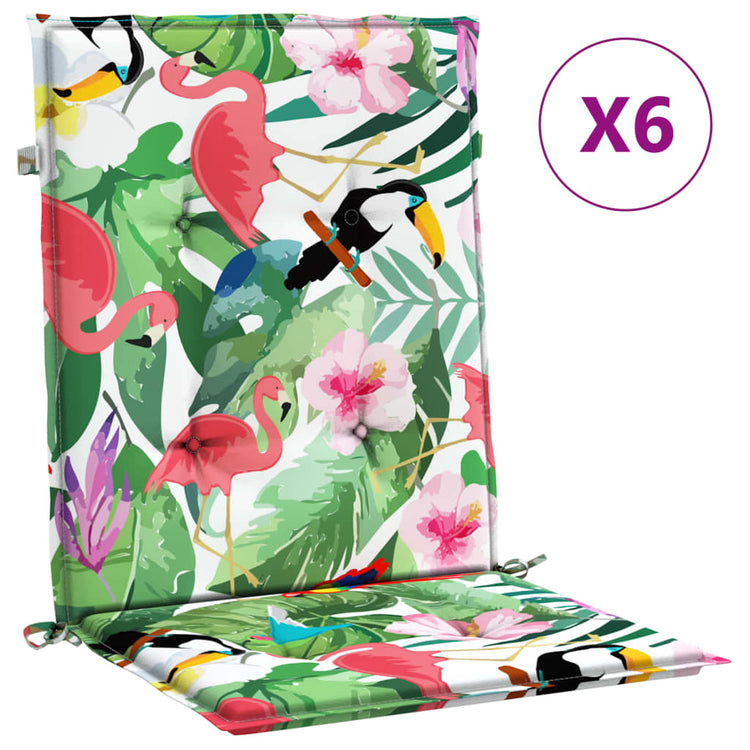 Coussins de chaise vidaxl 6 pcs à bas dos en tissu multi-colorants