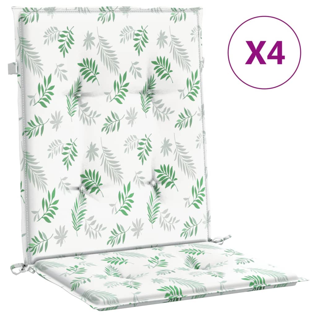 Coussins de chaise vidaxl 4 st tissu de motif de feuille de bas du dos