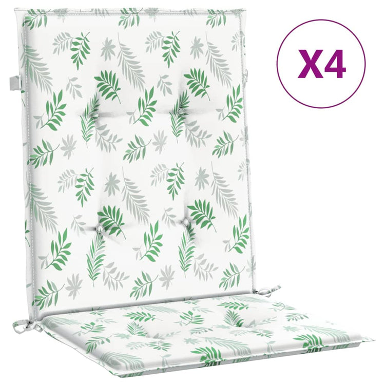 Coussins de chaise vidaxl 4 st tissu de motif de feuille de bas du dos