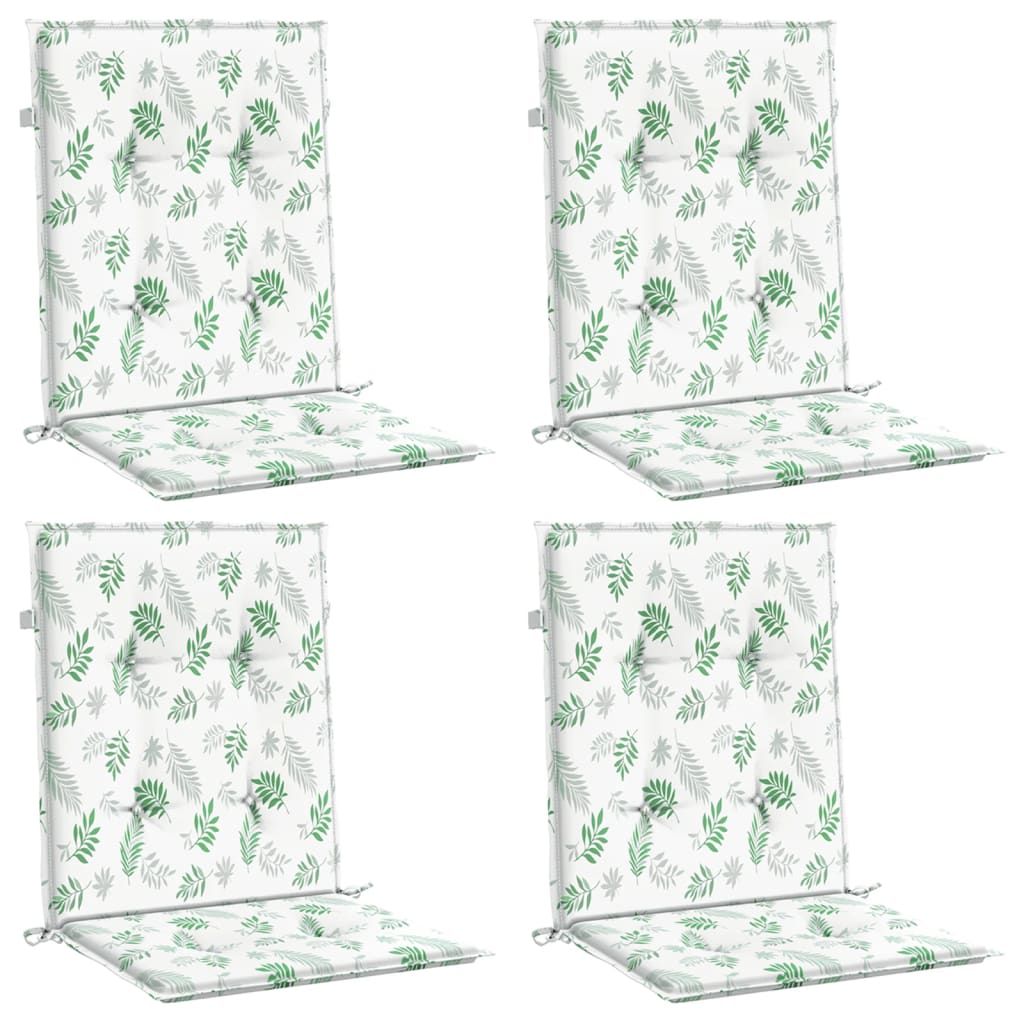 Coussins de chaise vidaxl 4 st tissu de motif de feuille de bas du dos