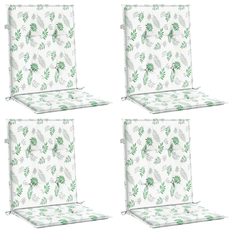 Coussins de chaise vidaxl 4 st tissu de motif de feuille de bas du dos
