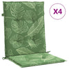 Coussins de chaise vidaxl 4 st tissu de motif de feuille de bas du dos