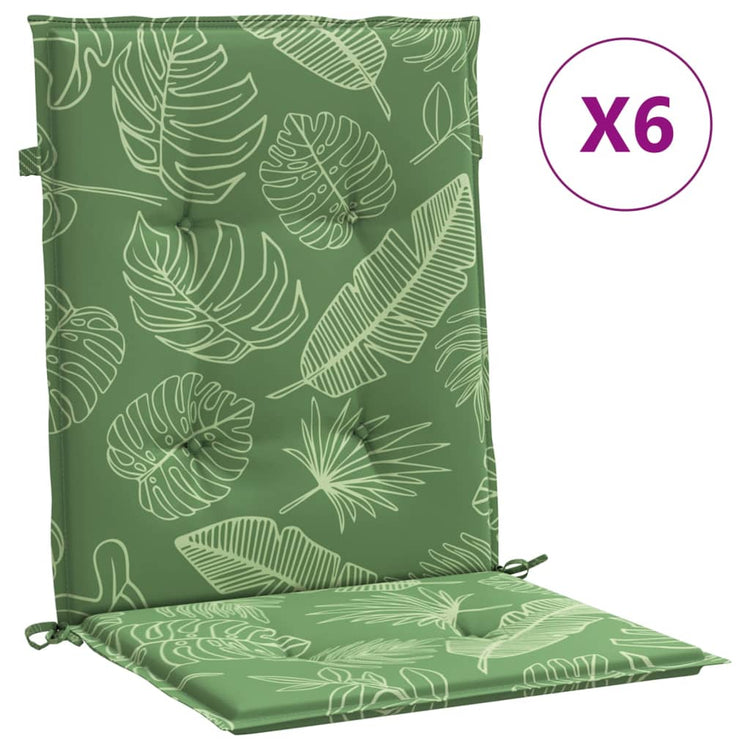 Coussins de chaise vidaxl bas du dos de 6 pcs de feuilles