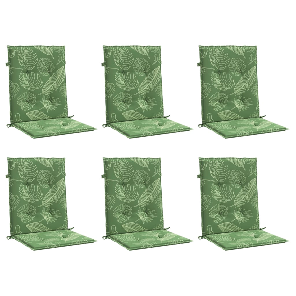 Coussins de chaise vidaxl bas du dos de 6 pcs de feuilles