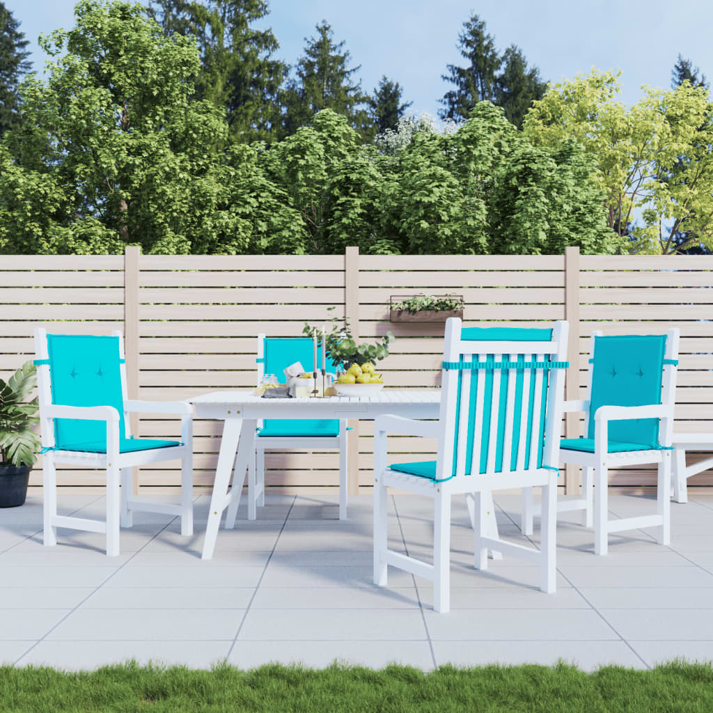 Coussins de chaise vidaxl 4 pcs Turquoise en tissu bas du dos bas