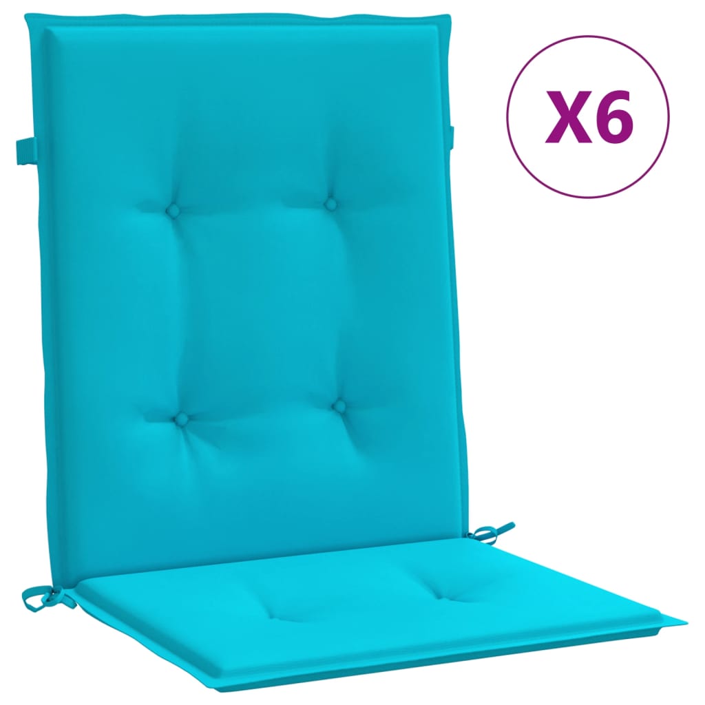 Coussins de chaise vidaxl 6 pcs Turquoise de tissu bas du dos bas