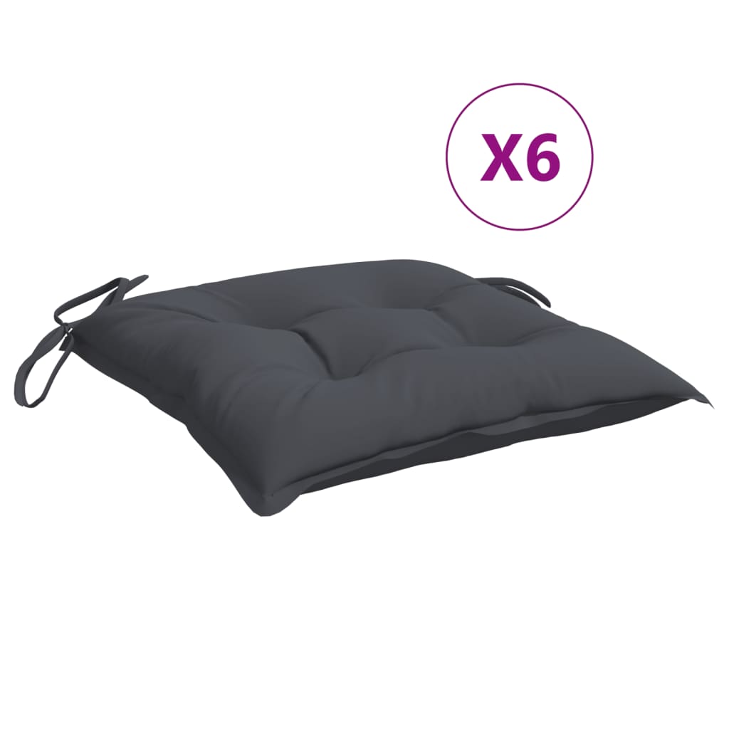 Coussins de chaise Vidaxl 6 pcs 40x40x7 cm Oxford tissu anthracite -colored