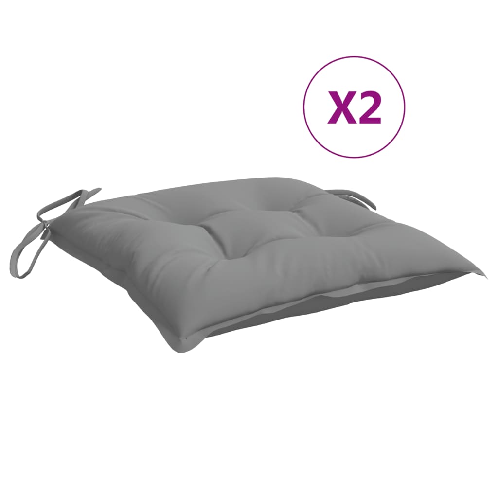 VidaXL coussins de chaise 2 pcs 40x40x7 cm tissu oxford gris