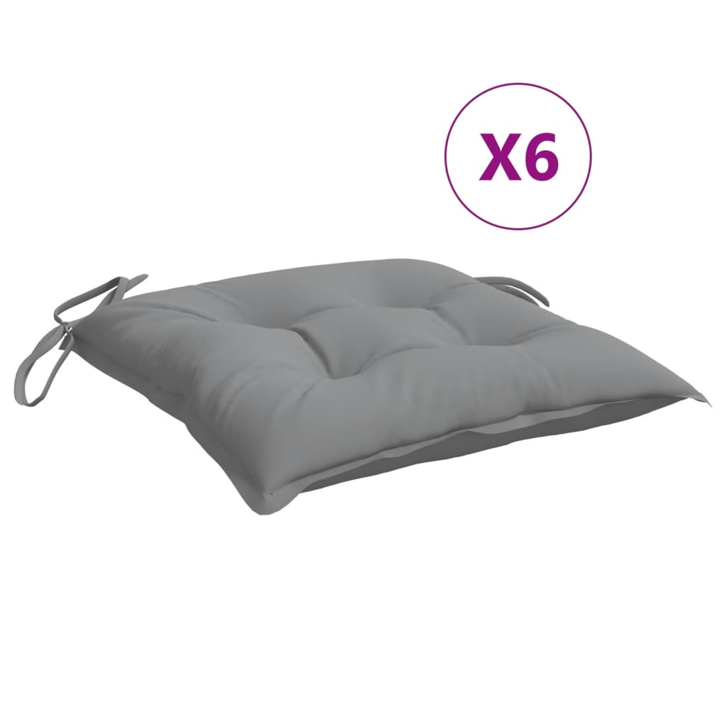 Coussins de chaise Vidaxl 6 pcs 40x40x7 cm Oxford tissu gris
